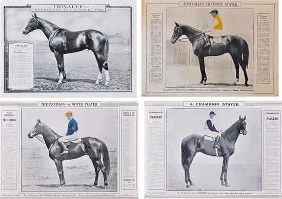 Appraisal: FIVE PRINTS OF CHAMPION RACE HORSES FROM 'THE REFEREE' from