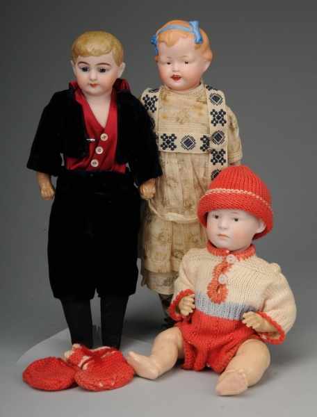 Appraisal: Lot of German Bisque Character Dolls Description Germany Ca -