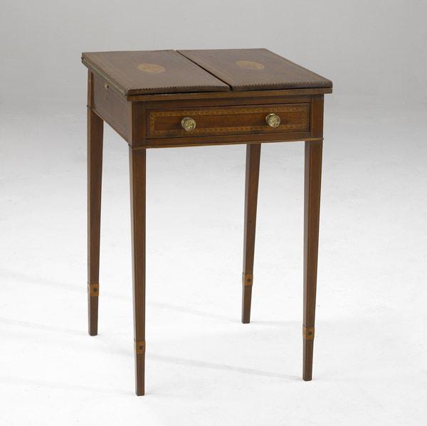 Appraisal: ENGLISH HEPPLEWHITE WRITING TABLE Inlaid wood with flip top and