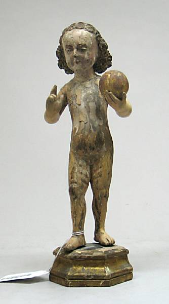 Appraisal: A European carved polychrome and parcel gilt figure of the