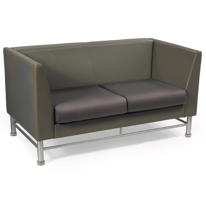 Appraisal: Ettore Sottsass Eastside sofa by Knoll original gray leatherupholstery and