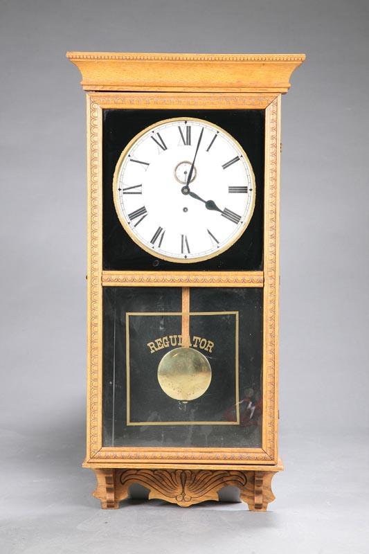 Appraisal: REGULATOR WALL CLOCK Possibly Gilbert early th century in an