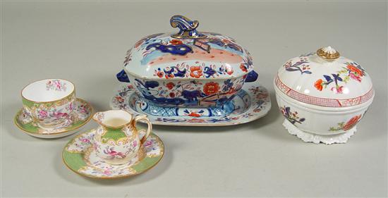 Appraisal: Orange Blue Chinese Porcelain Sauceboat Underplate Together with floral covered