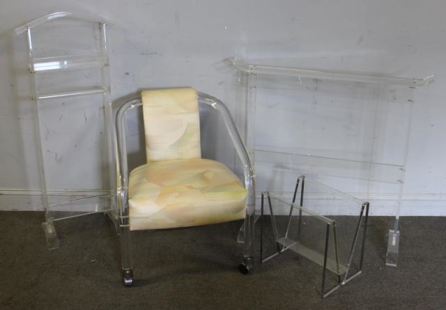 Appraisal: Midcentury Lucite Lot Including Lucite Arm Chair Together with a