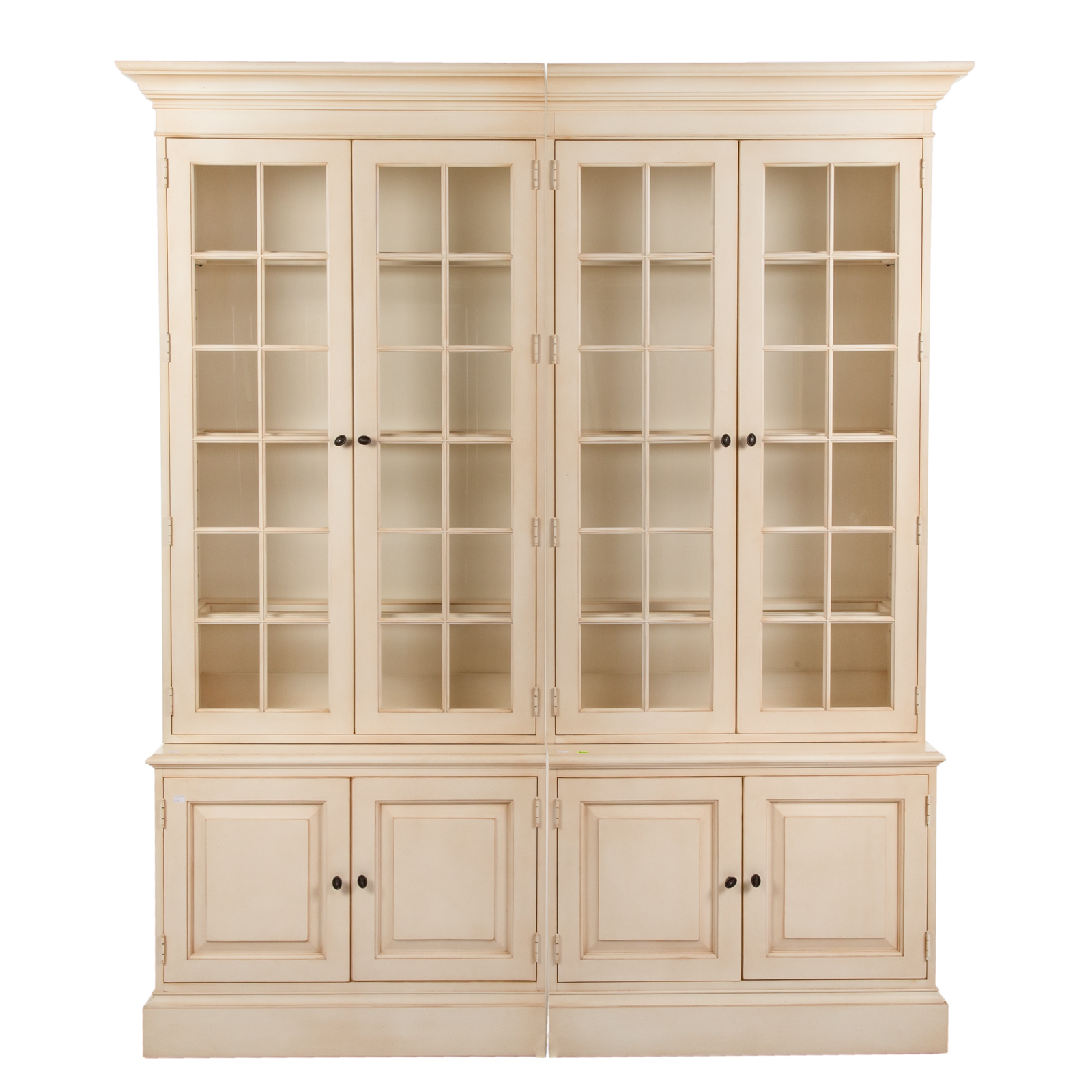 Appraisal: ETHAN ALLEN CONTEMPORARY BREAKFRONT st century four-piece off-white painted cabinet