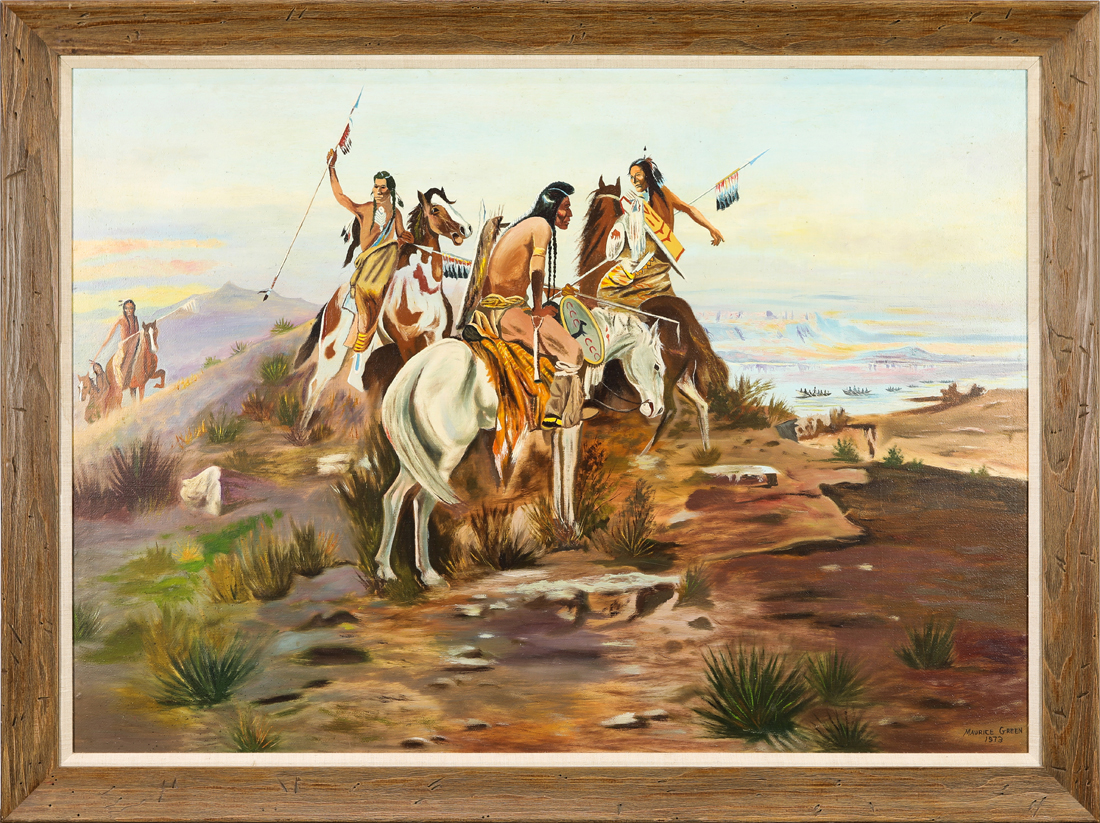 Appraisal: PAINTING MAURICE GREEN Maurice Green American th century Native Americans