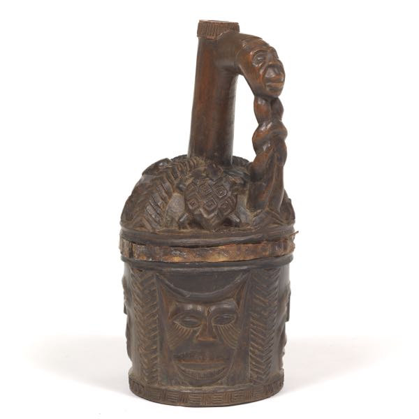 Appraisal: AFRICAN TAMBOTIE WOOD WATER JAR WITH KNOT OF WISDOM x