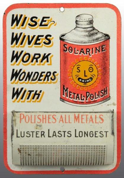 Appraisal: Tin Solarine Metal Polish Match Holder Description Excellent example with