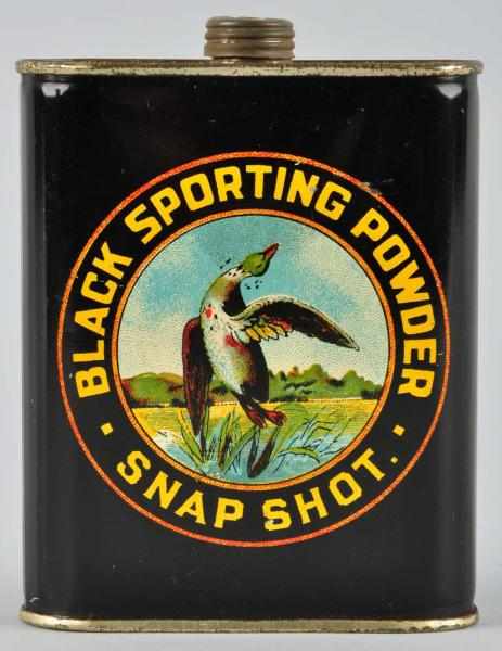 Appraisal: Black Sporting Powder Snap Shot Gun Powder Tin Description Beautiful