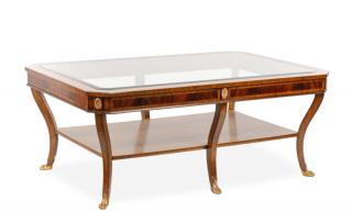 Appraisal: Maitland Smith Mahogany and Glass Coffee Table Maitland Smith American