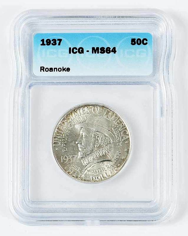 Appraisal: Roanoke NC Silver Classic Commemorative Half Dollar ICG graded MS