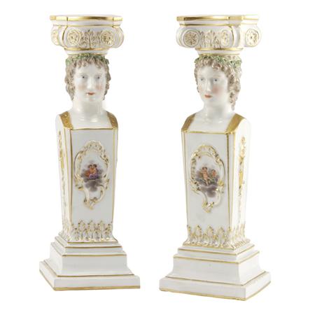 Appraisal: Two German Figural Porcelain Candlesticks Estimate -