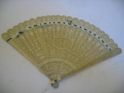 Appraisal: A CHINESE IVORY BRISEE FAN centred by a monogram within