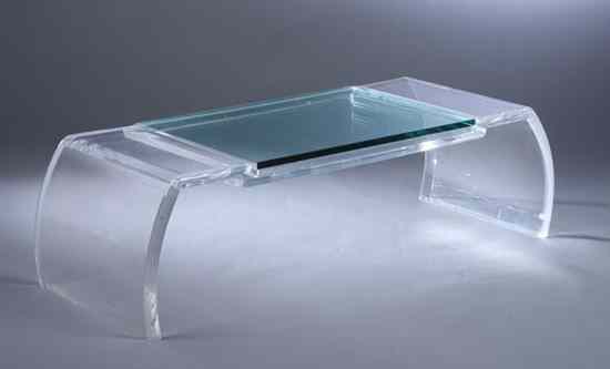 Appraisal: AMERICAN CONTEMPORARY LUCITE AND GLASS LOW TABLE Baltimore by Jeffrey