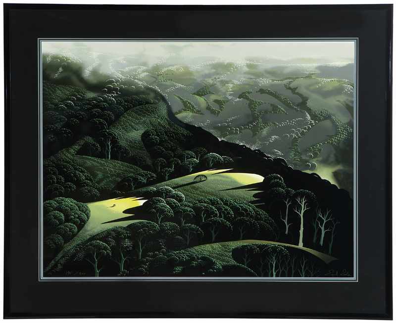 Appraisal: Eyvind Earle - Carmel CA Verdant hillside with a single