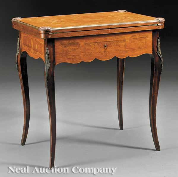 Appraisal: A French Gilt Bronze-Mounted and Inlaid Games Table th c