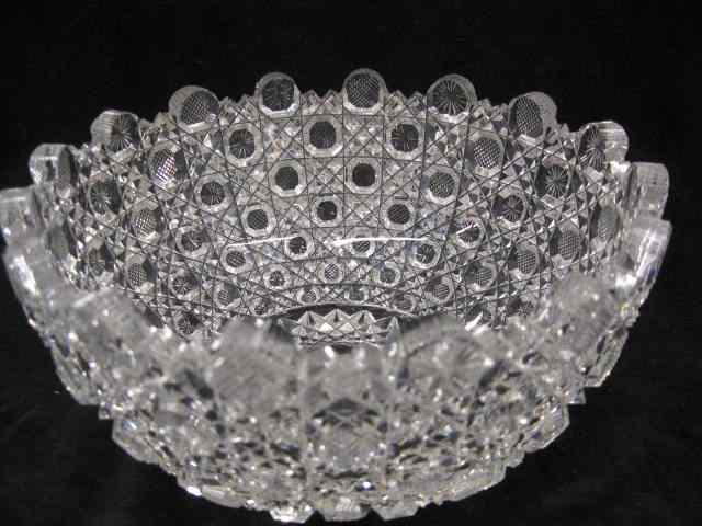 Appraisal: Cut Glass Bowl superb overall cane designs '' diameter ''