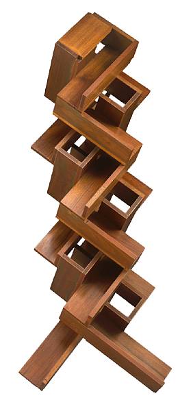 Appraisal: Peter Zecher American born Untitled Stacked Wood walnut inscribed and