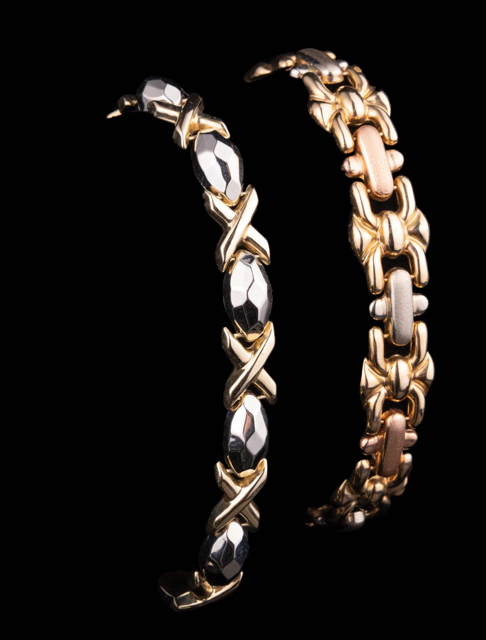 Appraisal: kt Tricolor Gold Link Bracelet TOGETHER WITH kt white and