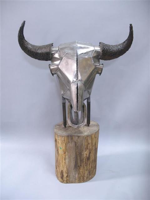 Appraisal: LYNDON F POMEROY HEAD OF A COW SCULPTURE signed Lyndon