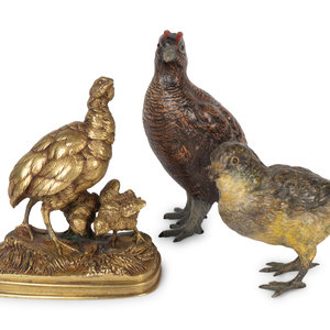 Appraisal: A Group of Three Bronze Birds TH CENTURY comprising a