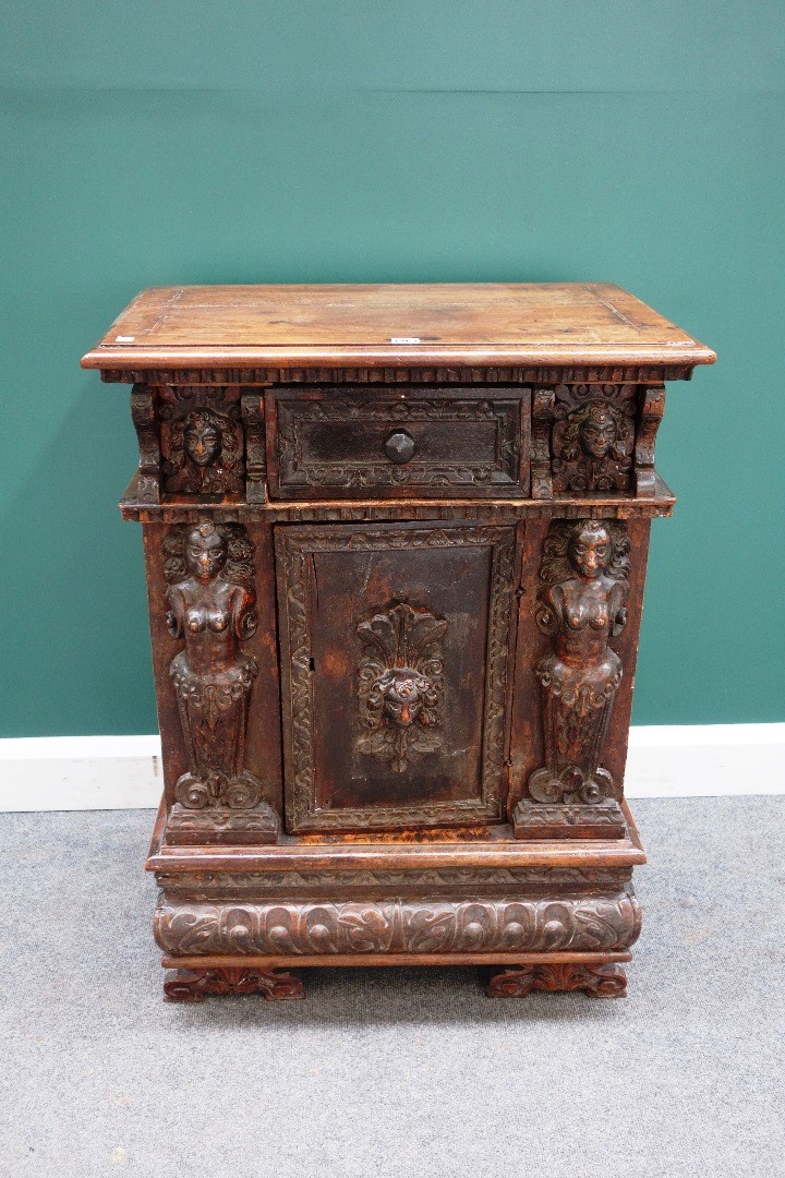 Appraisal: A th century and later Italian walnut side cabinet with