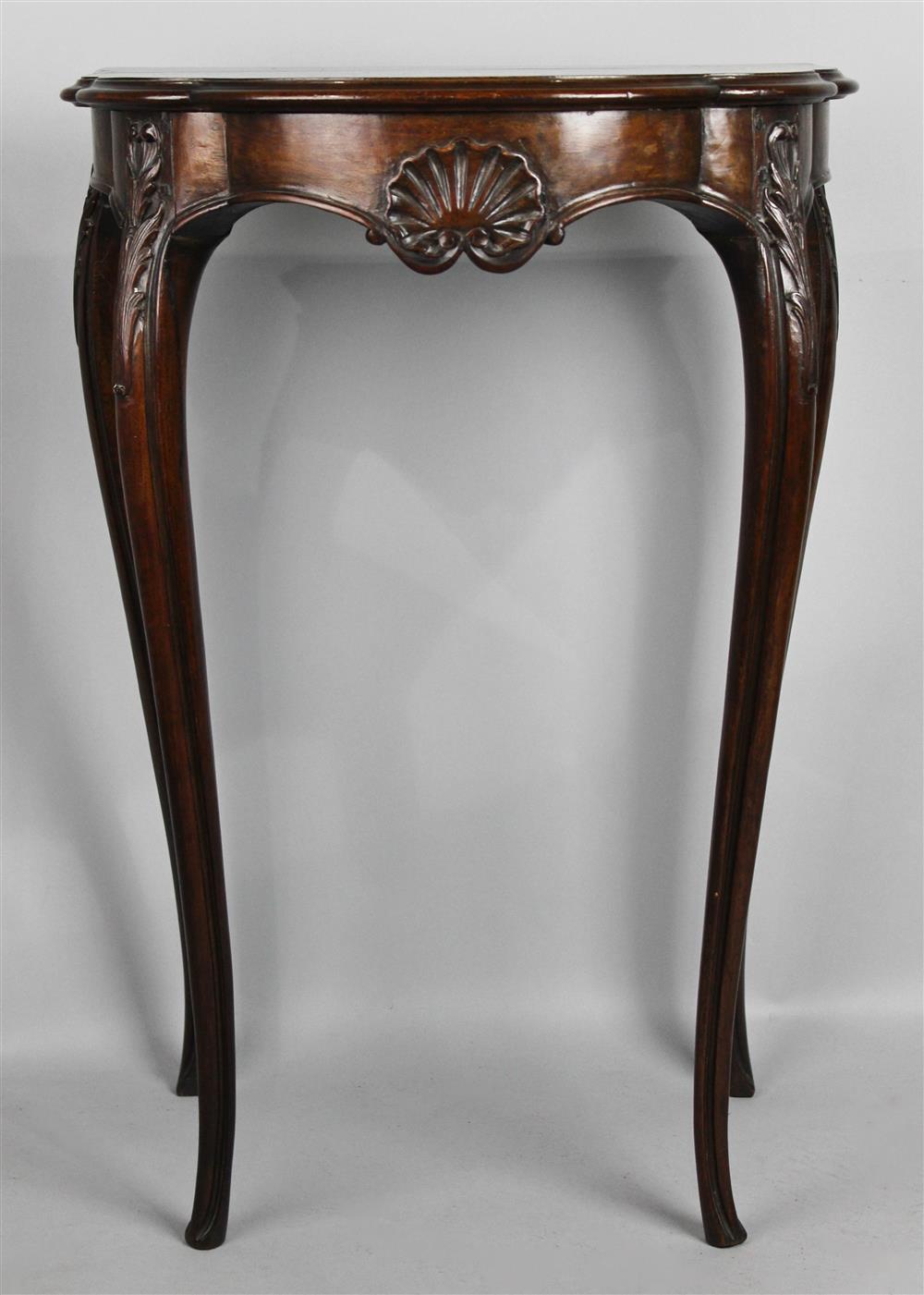 Appraisal: FRENCH STYLE CARVED MAHOGANY CONSOLE TABLE of small proportions with