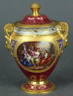 Appraisal: Royal Vienna porcelain lidded urn Royal Vienna porcelain lidded urn