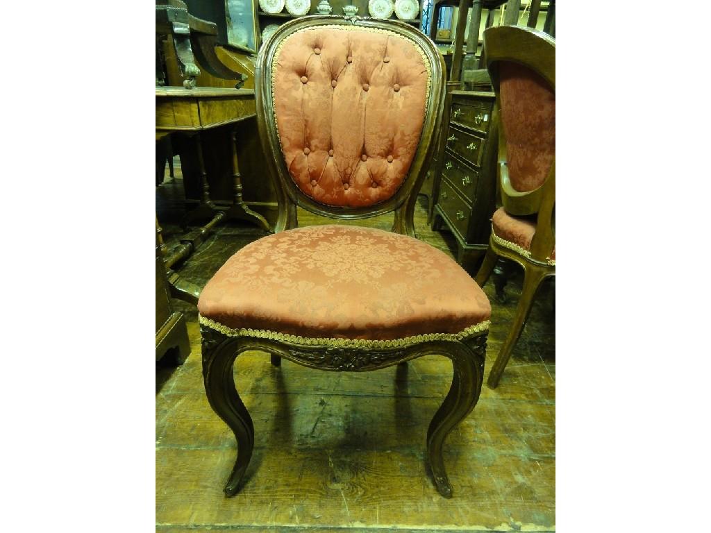 Appraisal: A set of six Victorian walnut dining chairs with serpentine