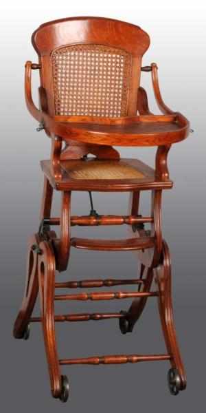 Appraisal: Wooden Victorian Childs High Chair Description Circa Wicker seat and