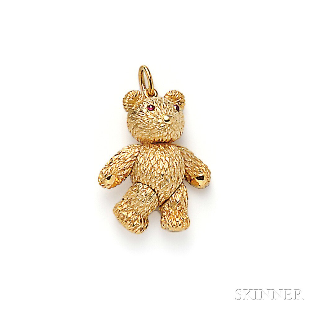 Appraisal: kt Gold Teddy Bear Pendant with articulated limbs dwt lg