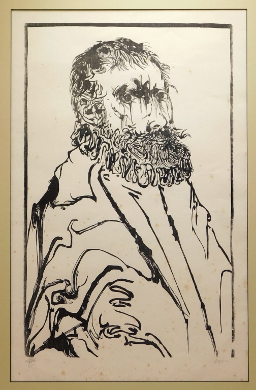 Appraisal: LEONARD BASKIN FIGURE PORTRAIT ETCHING Massachusetts - Titled J de