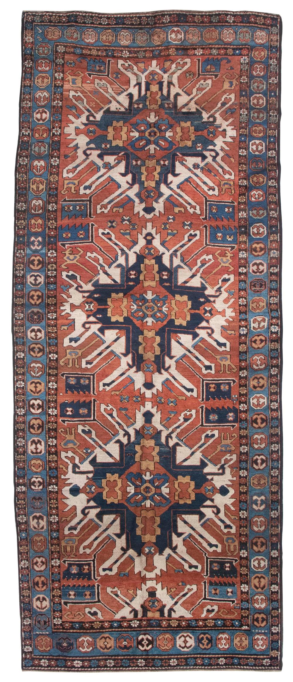 Appraisal: TRIPLE EAGLE KAZAK RUG X MID- TH CENTURYTRIPLE EAGLE KAZAK