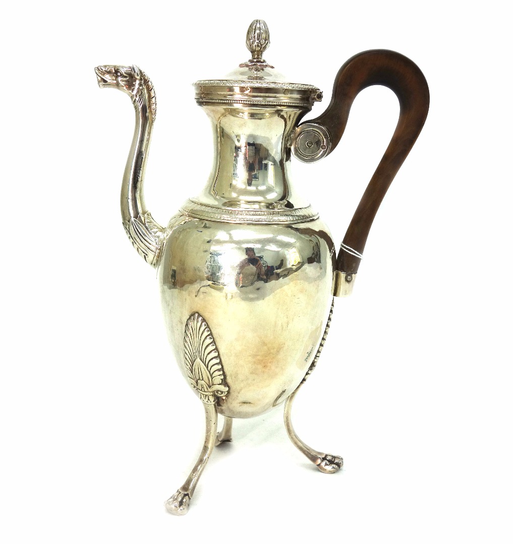 Appraisal: An Empire silver coffee pot Paris - of ovoid classical