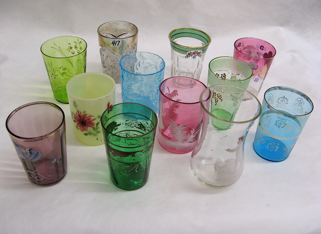 Appraisal: COLLECTION OF TWELVE GLASS TUMBLERS including two Mary Gregory glasses