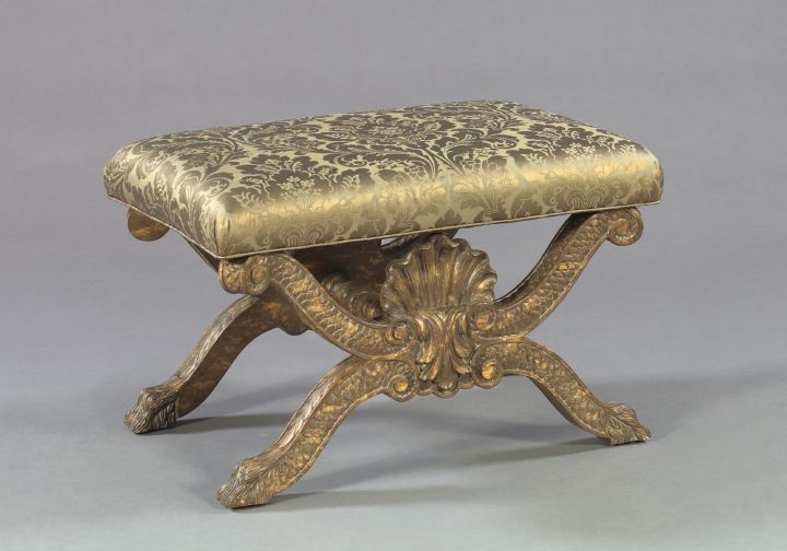 Appraisal: Italian Neoclassical-Style Giltwood Bench late th century of klismos form