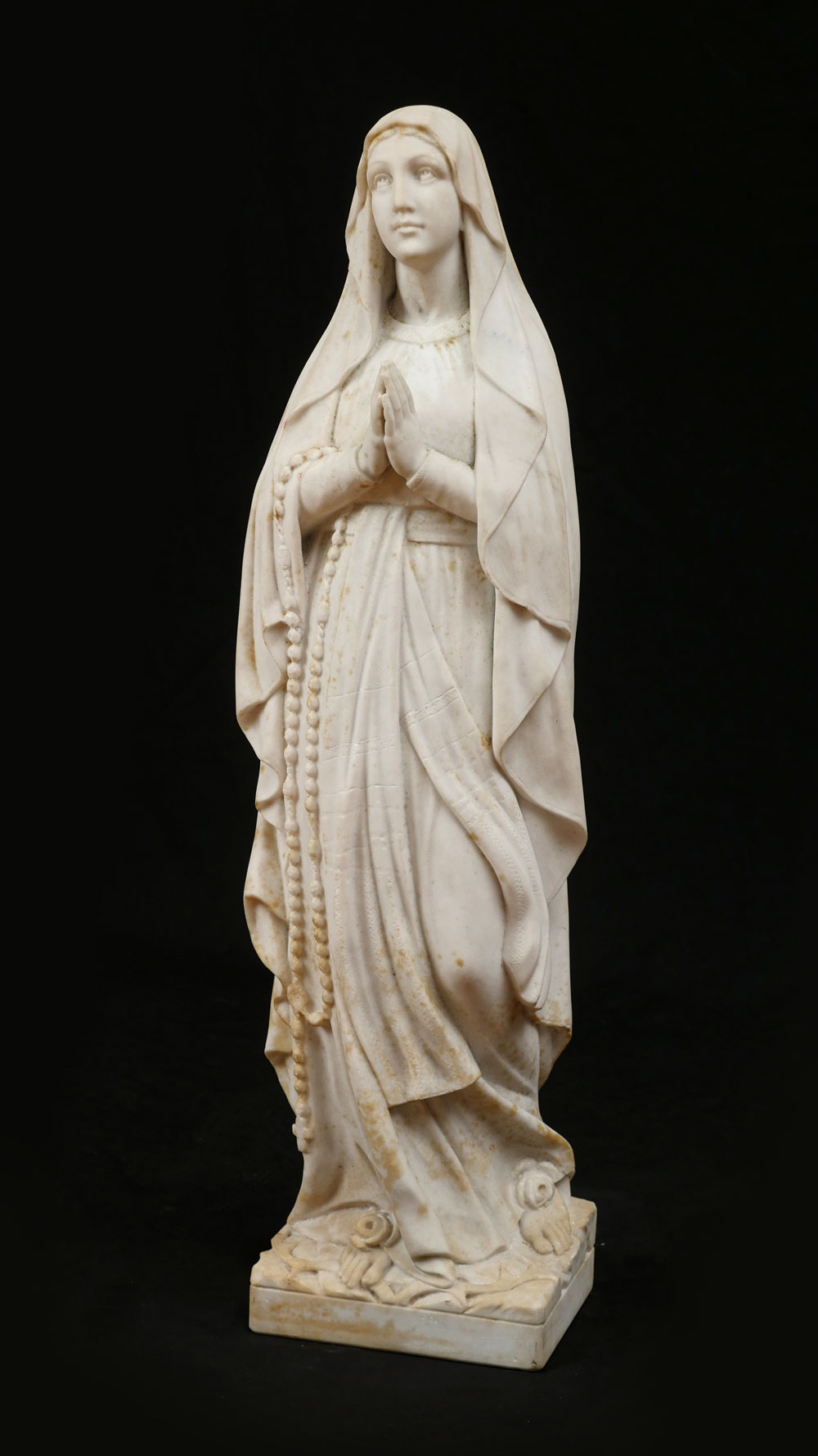 Appraisal: LARGE FINE CARRARA MARBLE SCULPTURE OF MADONNA Finely carved full