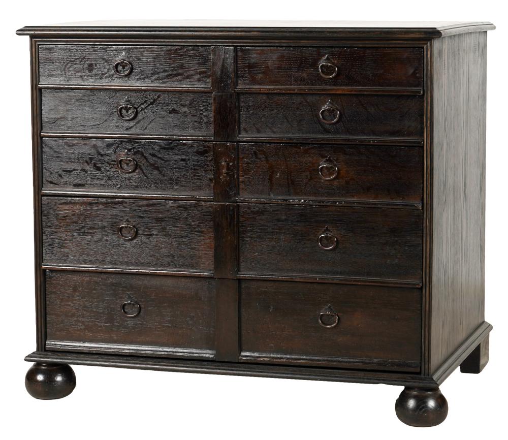 Appraisal: WILLIAM MARY-STYLE STAINED OAK CHEST OF DRAWERSconstructed from antique and