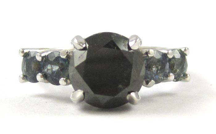 Appraisal: BLUE AND BLACK DIAMOND AND WHITE GOLD RING k white