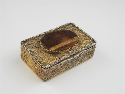 Appraisal: A George IV Irish silvergilt table snuff box oblong profusely