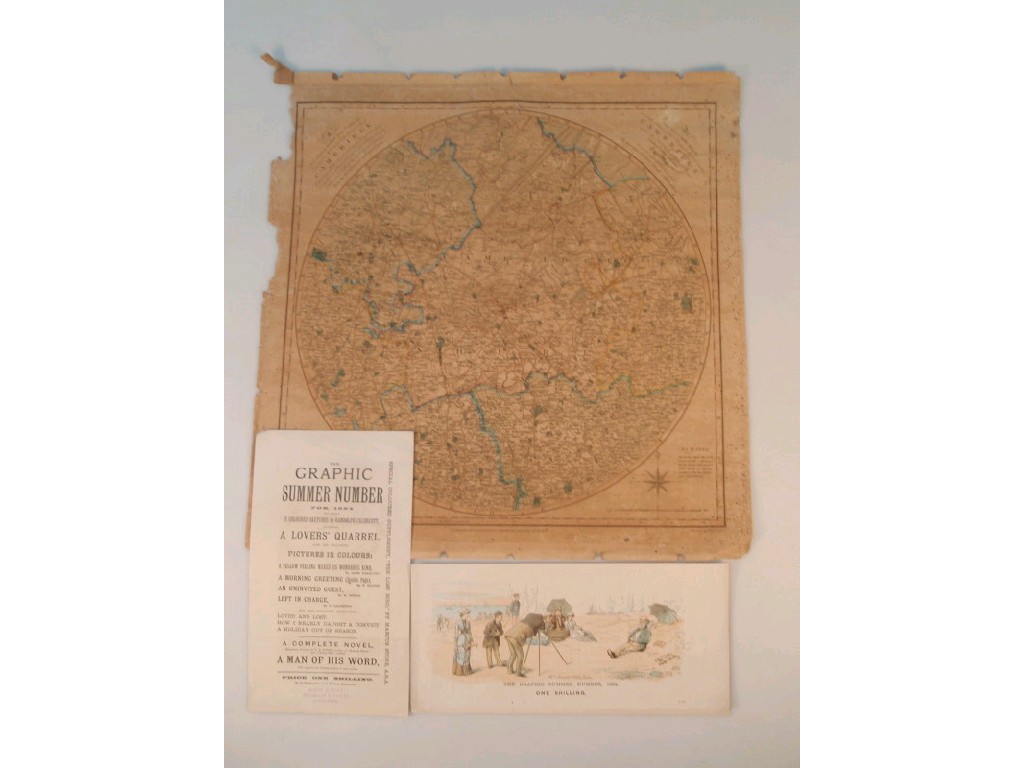 Appraisal: An antiquarian map of Cambridge an thC parchment document relating