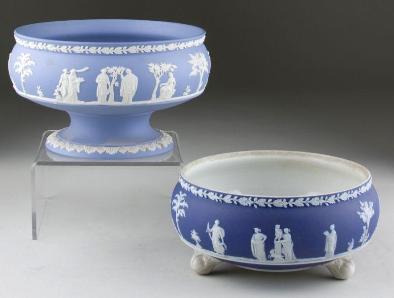 Appraisal: Two Wedgwood Blue Jasperware Footed Bowls both impressed WEDGWOOD MADE