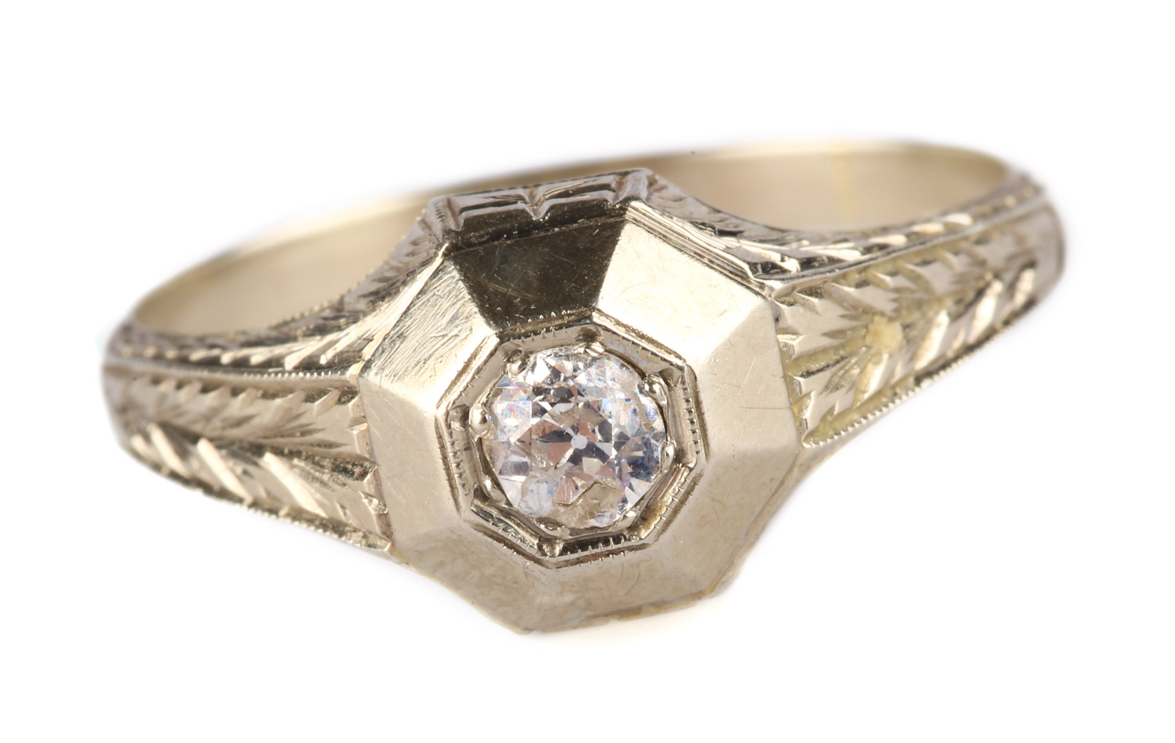 Appraisal: A Gentleman's Vintage Diamond Ring in K K white gold