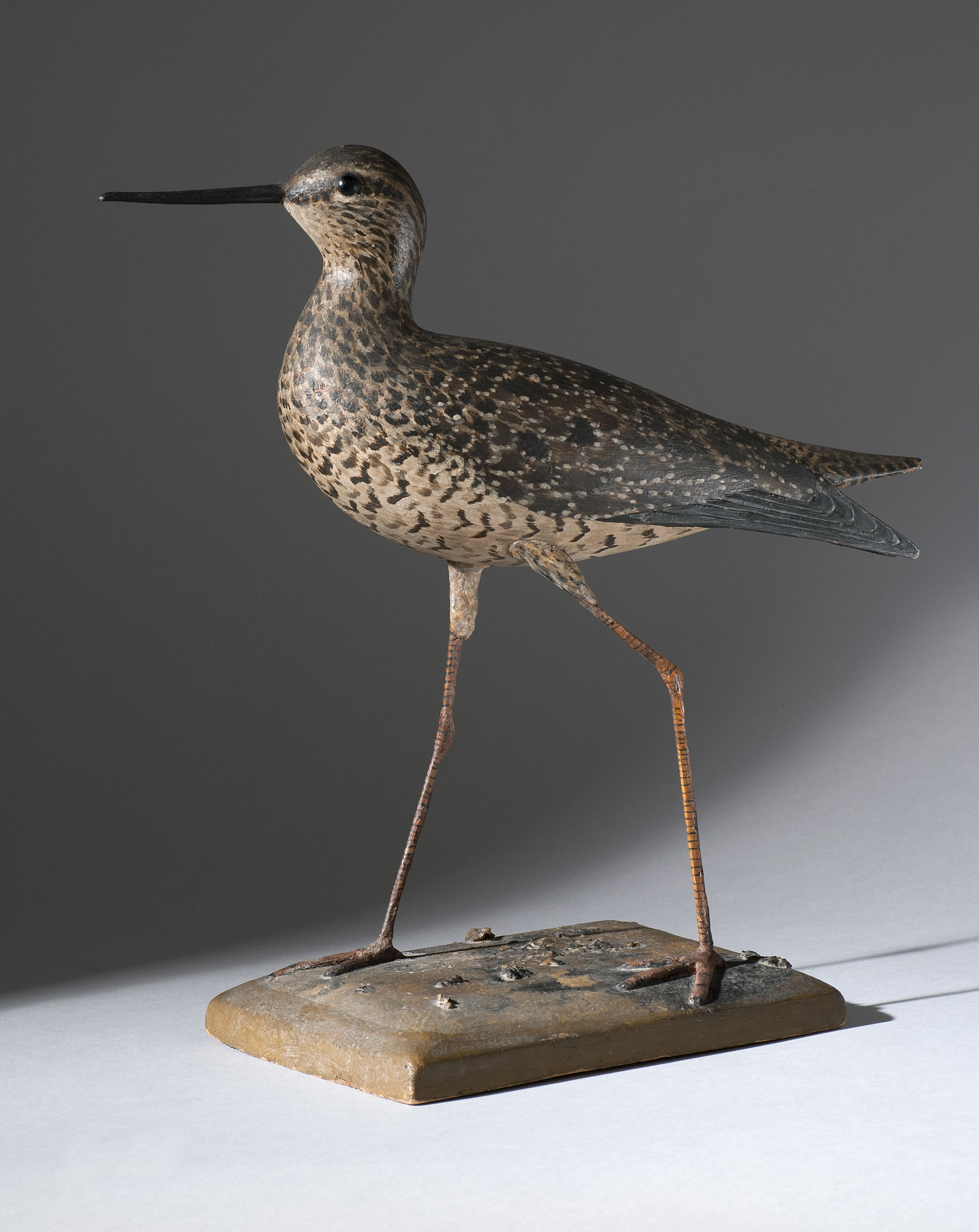 Appraisal: EXTREMELY RARE EARLY DECORATIVE CARVING OF A GREATER YELLOWLEGS Circa