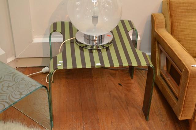 Appraisal: A DESIGNER SIDE TABLE WITH STRIPPED PATTERN