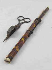 Appraisal: A th Century Oriental etui comprising a pair of bone