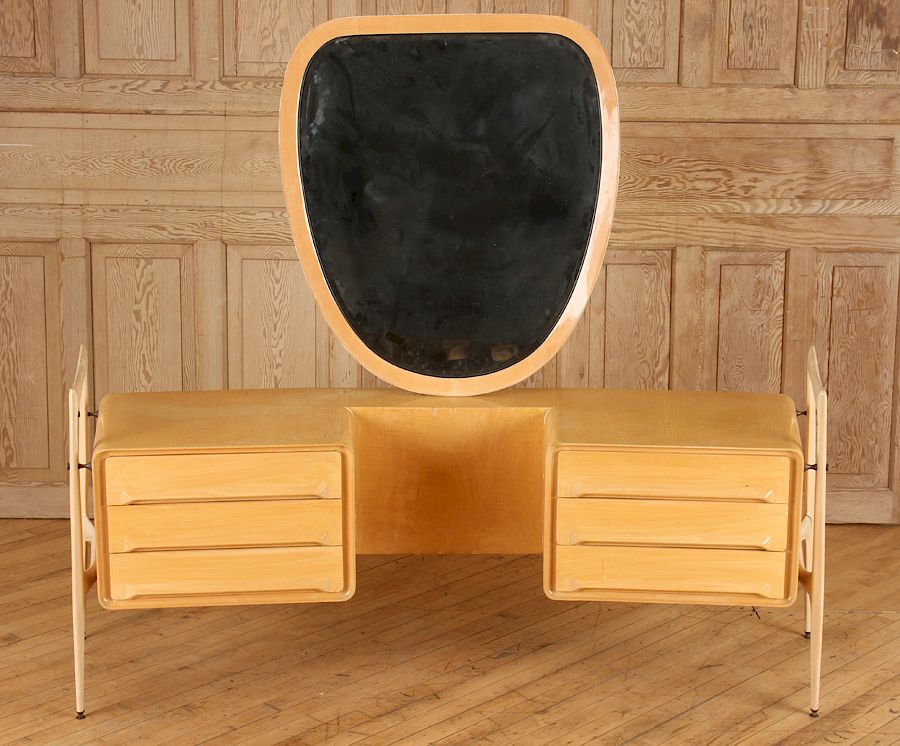 Appraisal: RARE MAPLE VANITY MIRROR BY SILVIO CAVATORTA A rare maple