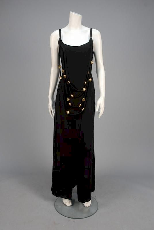 Appraisal: CHRISTIAN LACROIX GOWN with SWAGS and SPACERS Sleeveless silk wrap-front