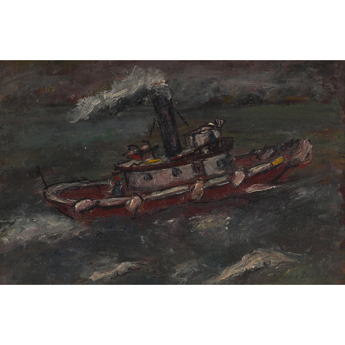 Appraisal: Edward Rosenfeld American - Tugboat oil on panel x signed