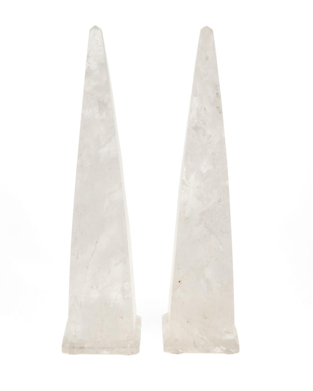 Appraisal: A pair of rock crystal obelisks th Century Each with